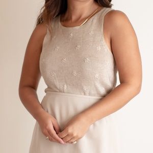 Floral Detail Linen Tank Top